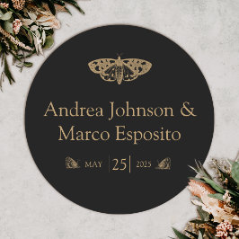 Adesivo Favor do Casamento Gótico Elegante da Moth Victori