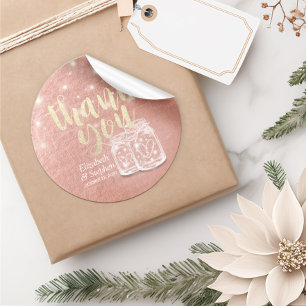 Adesivo Favor Do Casamento Obrigado Casal Mason Jar Rosa D