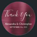 Adesivo Favor do Casamento Purple Burgundy Obrigado<br><div class="desc">Púrpura Burgundy, Favor Do Selo Foil Obrigado Sticker. Este adesivo pode ser personalizado para incluir seu nome e data de casamento e ser usado para selar seus convites de casamento ou bolsas de favor. Este adesivo de sela de casamento de Cranberry Marsala faz parte da coleção de ouro de rosa....</div>