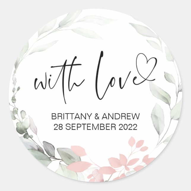 Adesivo Favor do Casamento Trate Bag Jam Com Amor Flor Ros (Frente)