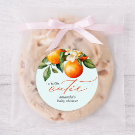 Adesivo Favor do Chá de fraldas da Clementina Laranja Pequ