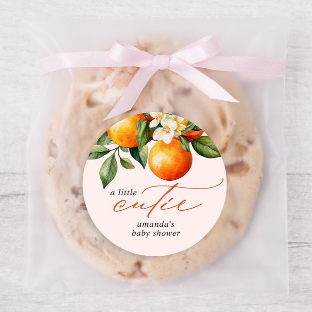 Adesivo Favor do Chá de fraldas da Clementina Laranja Pequ (Criador carregado)