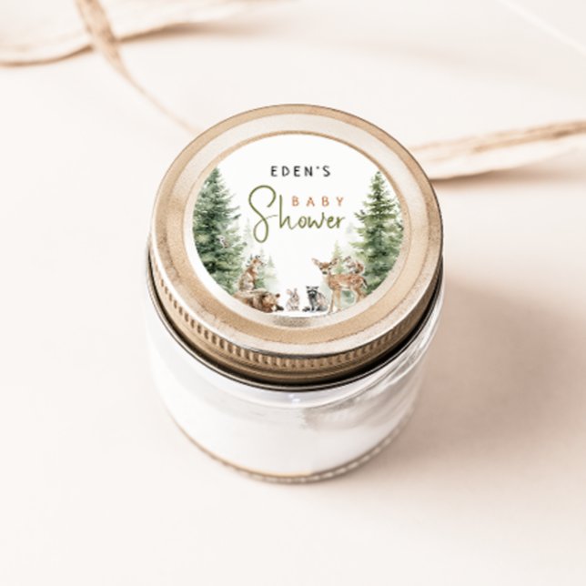 Adesivo Favor do Chá de fraldas de Animais Florestais (Criador carregado)