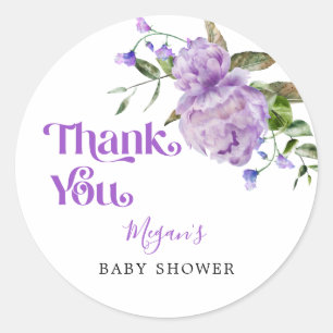 Adesivo Favor do Chá de fraldas de Jardim Floral Purple