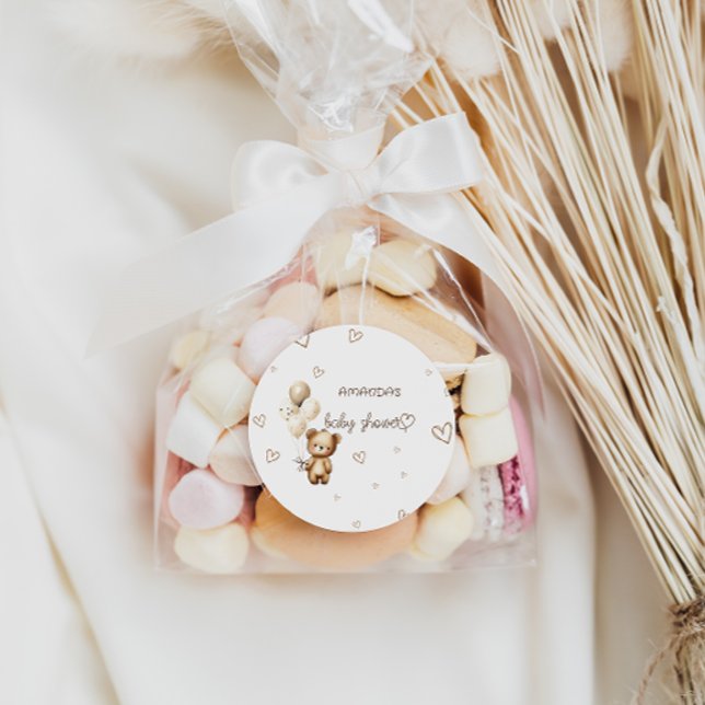 Adesivo Favor do Chá de fraldas do Boho Bear Cub (Criador carregado)