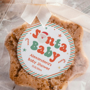 Adesivo Favor do Chá de fraldas papai noel
