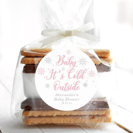 Adesivo Favor do Chá de fraldas Pink Winter Wonderland