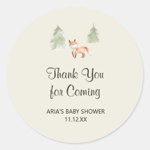 Adesivo Favor do Chá de fraldas Woodland Fox