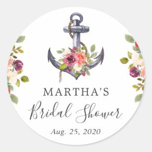 Adesivo Favor do Chá de panela Floral de Âncora Náutica Gi