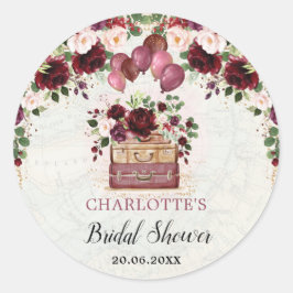 Adesivo Favor do Chá de panela Floral de Viagem Chic Burgu