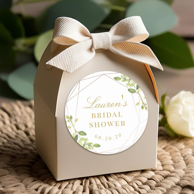 Adesivo Favor do Chá de panela Verde Geométrico Moderno (Criador carregado)