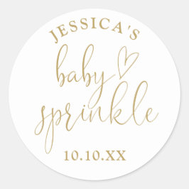 Adesivo Favor do Chá do Bebê Sprinkle Dourado Elegante
