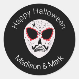 Adesivo Favor do Halloween do Crânio do Açúcar