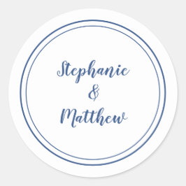 Adesivo Favor do noivo do Casamento Azul Branco Minimalist