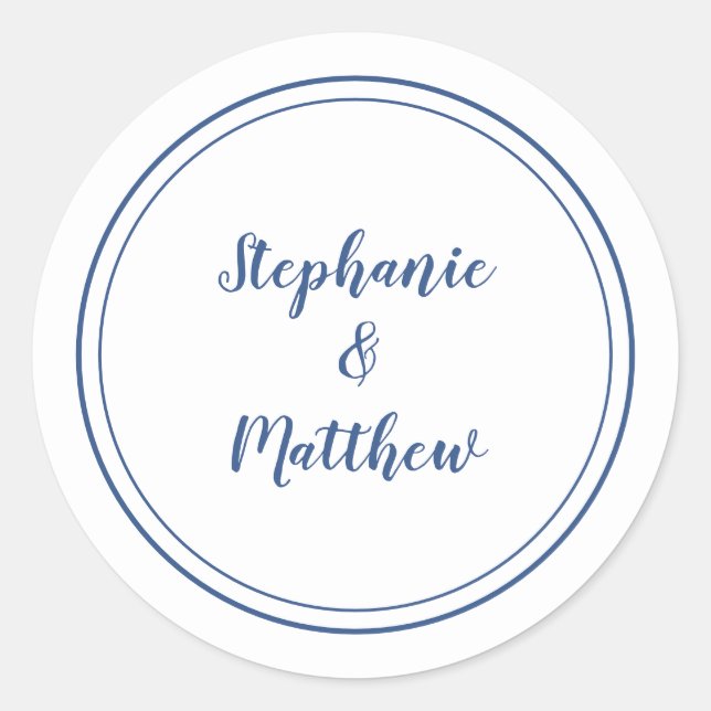 Adesivo Favor do noivo do Casamento Azul Branco Minimalist (Frente)