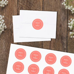 Adesivo Favor do noivo do Casamento Chic Coral Minimalista