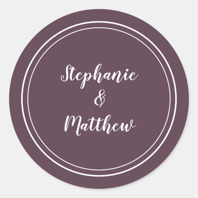 Adesivo Favor do noivo do Casamento Roxo Moderno Minimalis (Frente)