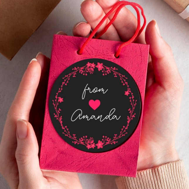 Adesivo Favor do Nome Personalizado do Coração de Quadro R (#happyvalentinesday #motherday #mom #addname #pinkloveheart #partyfavorseal #pretty #love)