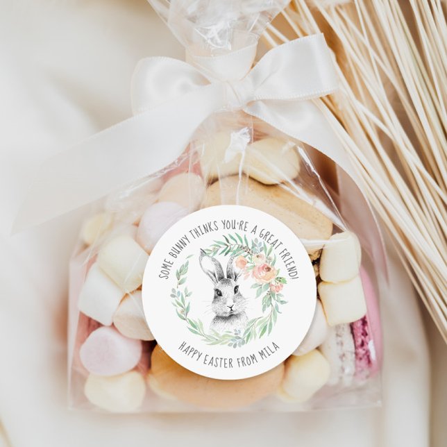 Adesivo Favor do Partido da Páscoa Bunny Friend Kids (Criador carregado)