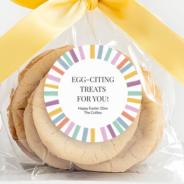 Adesivo Favor do Partido da Páscoa das Crianças Simples Co (Modern Colorful Simple Kids Easter Party Favor Classic Round Sticker)