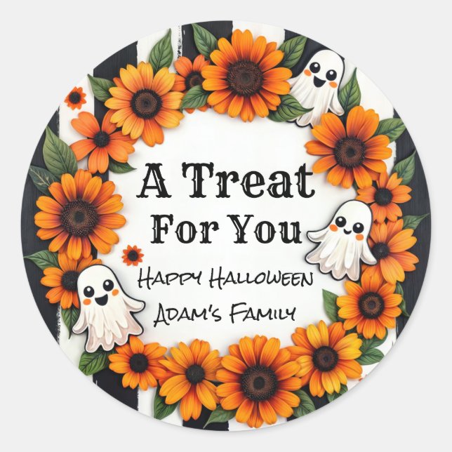 Adesivo Favor do Partido do Halloween Personalizado - 'Um  (Frente)