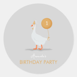 Adesivo Favor do Partido do primeiro aniversario do Ganso 