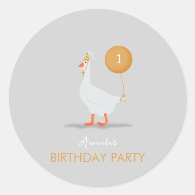 Adesivo Favor do Partido do primeiro aniversario do Ganso  (Frente)