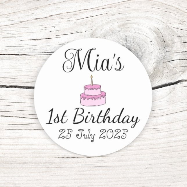 Adesivo Favor do Partido do primeiro aniversario Personali (Make your birthday celebrations extra special with this personalized round sticker! )