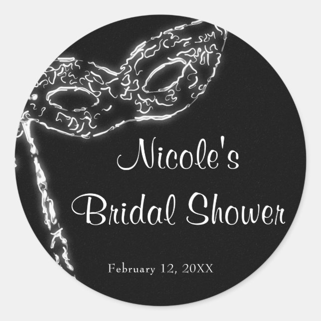 Adesivo Favor do Partido Elegante da Máscara Mascarada a P (Frente)