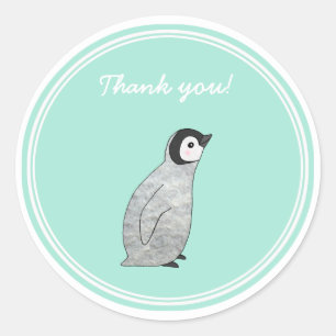 Adesivo Favor do Partido Sticker Baby Penguin Obrigado Sti