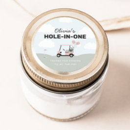 Adesivo Favor do primeiro aniversario de Golfe Rosa-In-One