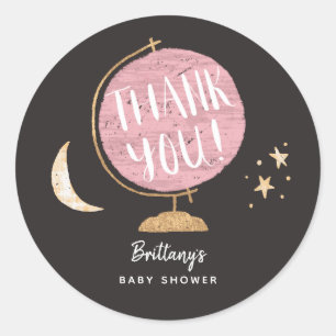 Adesivo Favor do Tema de Aventura do Globo Cor-de-Rosa-Cor