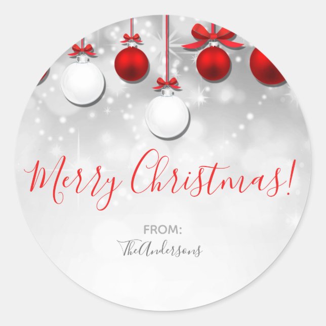 Adesivo Favor dos ornamentos de granizo vermelho-branco ve (Frente)