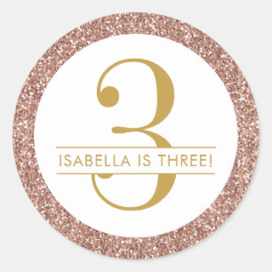 Adesivo Favor Dourado da Glitter do Rosa Personalizado de 