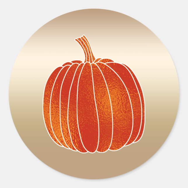 Adesivo Favor Dourado do Shiny Orange Autumn Pumpkin (Frente)