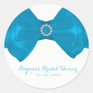 Adesivo Favor Elegante Blue Ribbon & Diamonds para Chá de