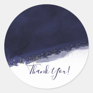 Adesivo Favor Elegante Moderno Chic Dourado Aquarela Azul