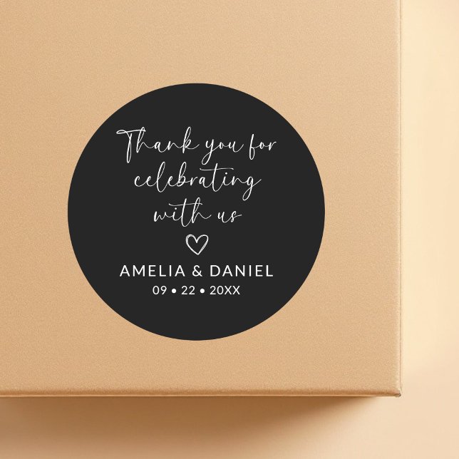 Adesivo Favor Elegante Obrigado por Celebrar Conosco (Criador carregado)