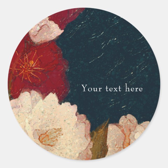 Adesivo Favor Floral Moderno Elegante Vermelho e Branco (Frente)