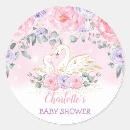 Adesivo Favor Floral Rosa Púrpura, bonito Princesa Swan