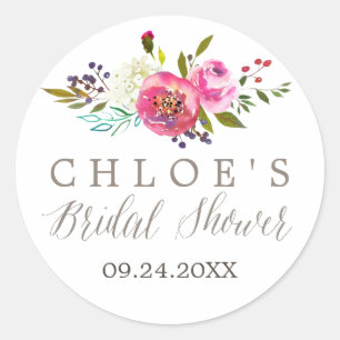 Adesivo Favor floral simples do chá de panela da aguarela