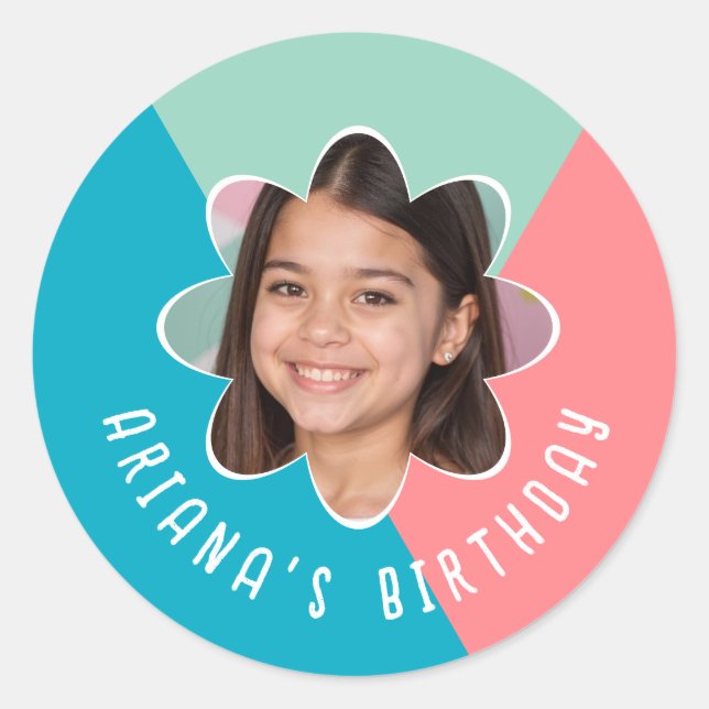 Adesivo Favor Moderno da Festa de aniversário de Fotografi (Frente)