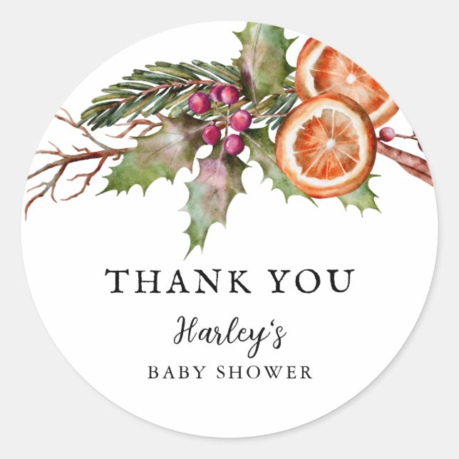 Adesivo Favor neutro de sexo de Chá de fraldas de férias (Frente)