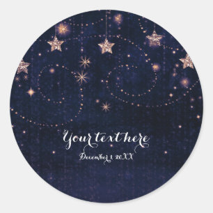 Adesivo Favor Noturno Estelar Roxo e Dourado Estrelas Cele