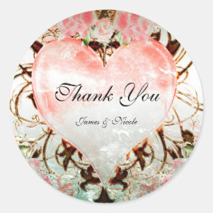 Adesivo Favor Ornamental Elegante Floral Vintage Coração