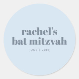 Adesivo Favor Personalizado Azul Suave Moderno Bat Mitzvah