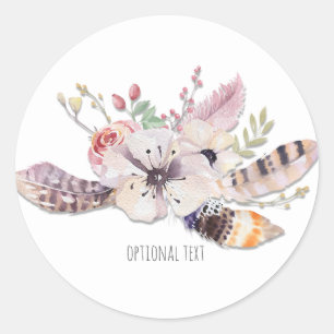 Adesivo Favor Personalizado Boho Chic Floral Rústico e Pen