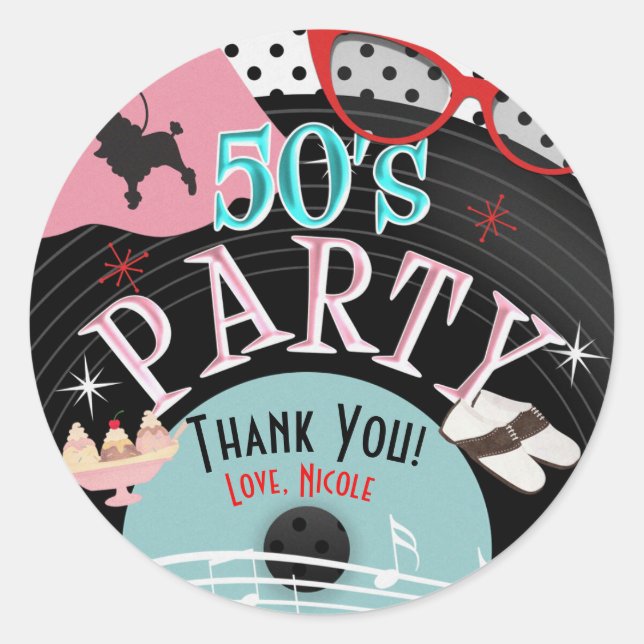 Adesivo Favor personalizado de festa temática de discos do (Frente)