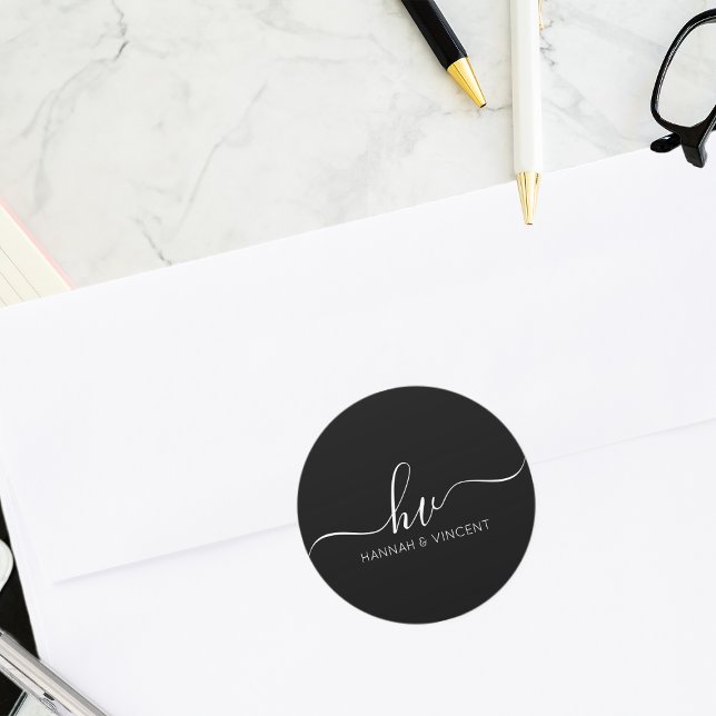 Adesivo Favor Personalizado De Script De Caligrafia De Mon (Criador carregado)