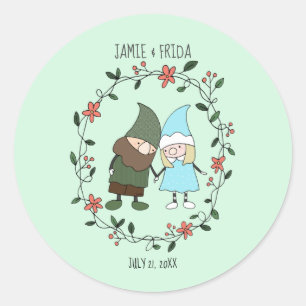 Adesivo Favor Personalizado do Casal dos Gnomos Nórdicos d